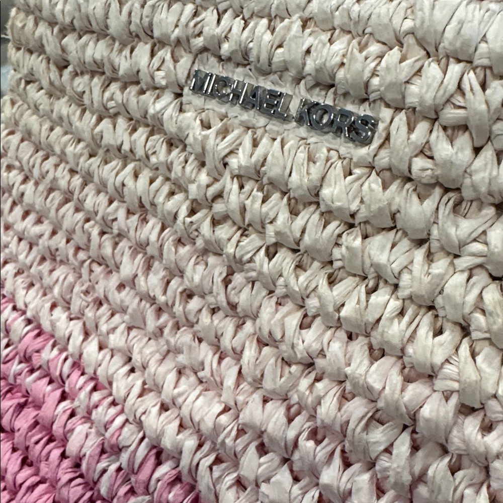 Michael Kors Pratt Pink Ombré Straw Bucket Bag - Picture 4 of 17